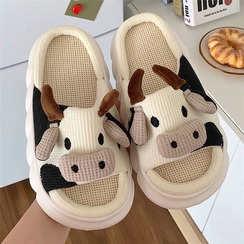 Plus Size Funny Patchwork Cow Slippers - image 10