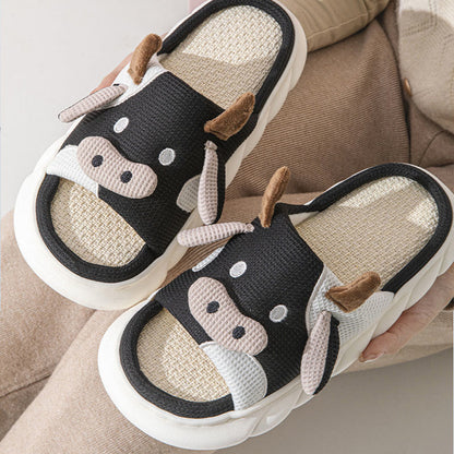 Plus Size Funny Patchwork Cow Slippers