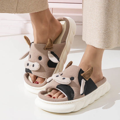 Plus Size Funny Patchwork Cow Slippers - image 2