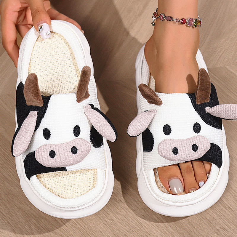 Plus Size Funny Patchwork Cow Slippers