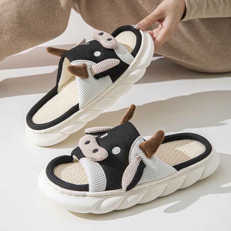 Plus Size Funny Patchwork Cow Slippers - image 7