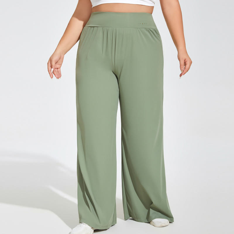 Plusock Plus Size High Waist Yoga Wide Leg Fitness Pants - Green - 4XL - image 2