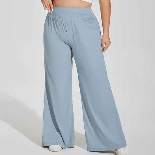 Plusock Plus Size High Waist Yoga Wide Leg Fitness Pants - Blue - 4XL - image 0