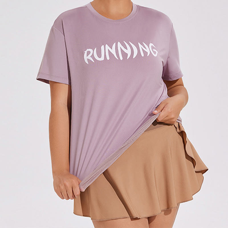 Plusock Plus Size Mesh Splicing Loose Yoga Short Sleeves Shirt - image 1