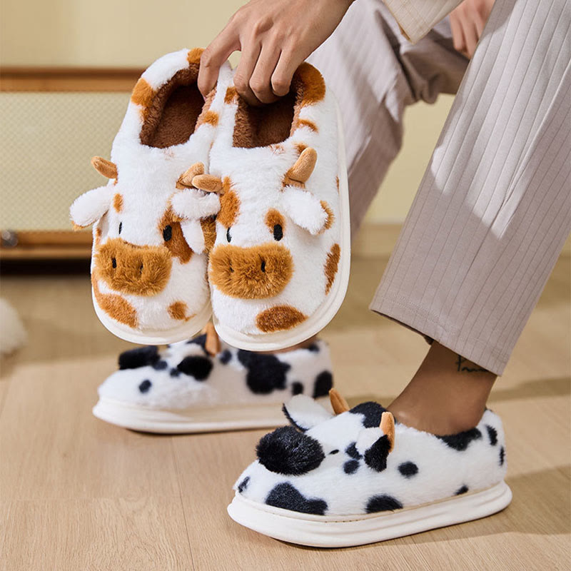 Plusock Plus Size Cartoon Cow Slippers - image 1
