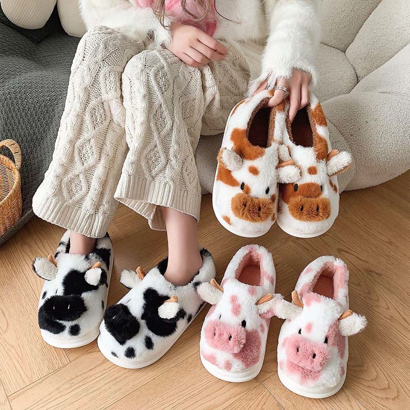 Plusock Plus Size Cartoon Cow Slippers - image 0