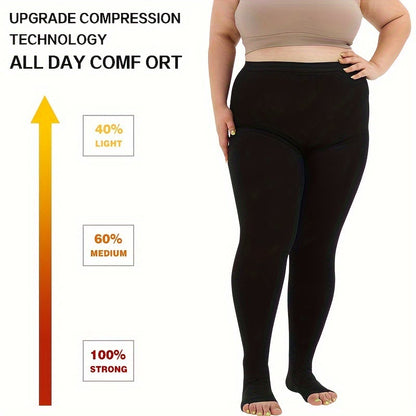 Plus Size Medical Toeless Compression Tights(15-20mmHg)