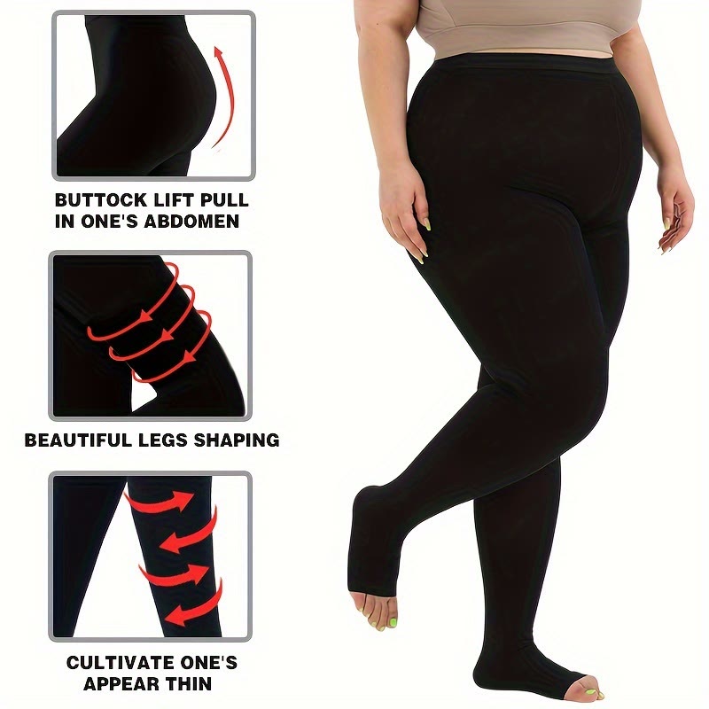 Plus Size Medical Toeless Compression Tights(15-20mmHg)