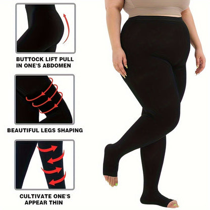 Plus Size Medical Toeless Compression Tights(15-20mmHg)