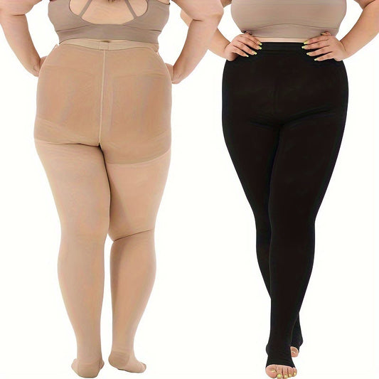 Plus Size Medical Toeless Compression Tights(15-20mmHg)