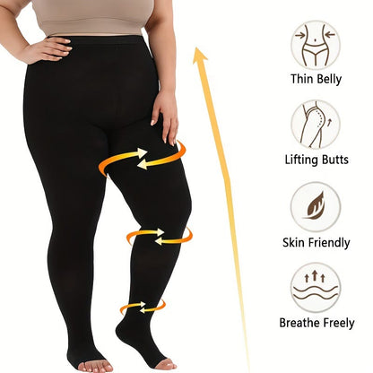 Plus Size Medical Toeless Compression Tights(15-20mmHg)