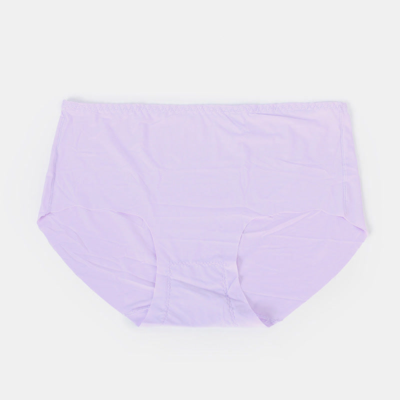 Plus Size Mid-rise Cotton Crotch Seamless Ice Silk Panty(3 Packs)
