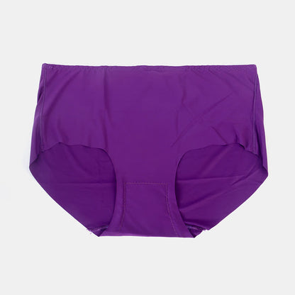 Plus Size Mid-rise Cotton Crotch Seamless Ice Silk Panty(3 Packs)