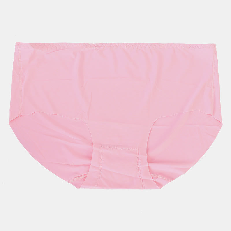 Plus Size Mid-rise Cotton Crotch Seamless Ice Silk Panty(3 Packs)