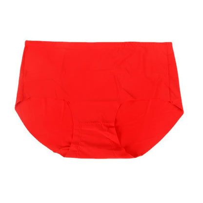 Plus Size Mid-rise Cotton Crotch Seamless Ice Silk Panty(3 Packs)
