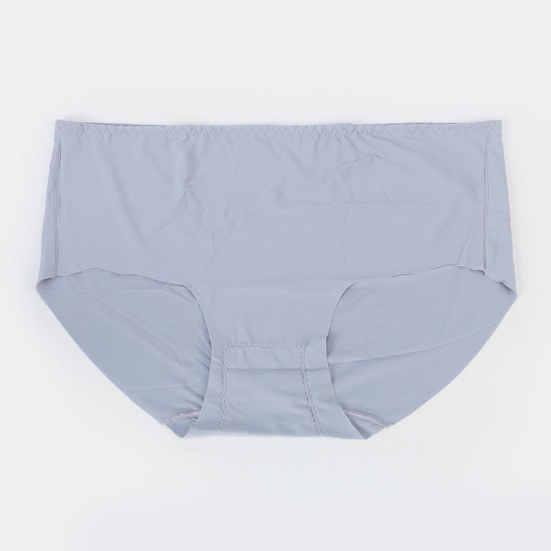 Plus Size Mid-rise Cotton Crotch Seamless Ice Silk Panty(3 Packs)
