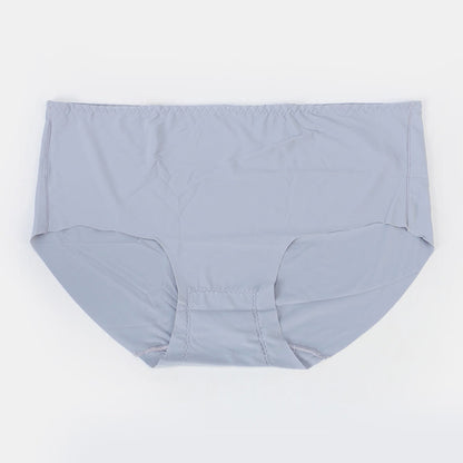 Plus Size Mid-rise Cotton Crotch Seamless Ice Silk Panty(3 Packs)