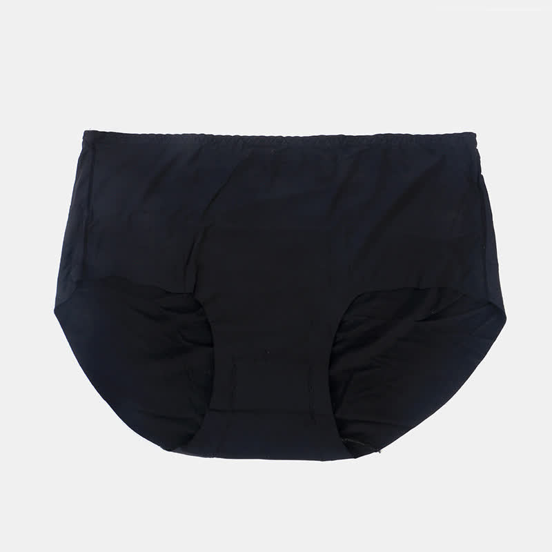 Plus Size Mid-rise Cotton Crotch Seamless Ice Silk Panty(3 Packs)
