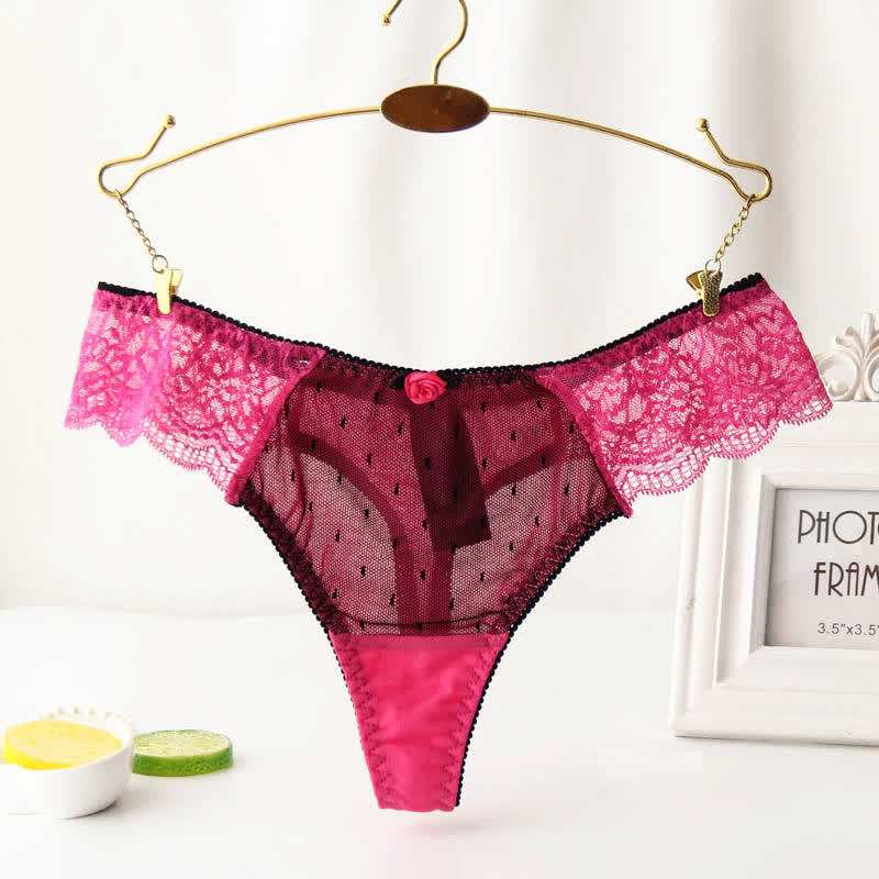 Plus Size Sexy Lace Rose Thong(3 Packs)