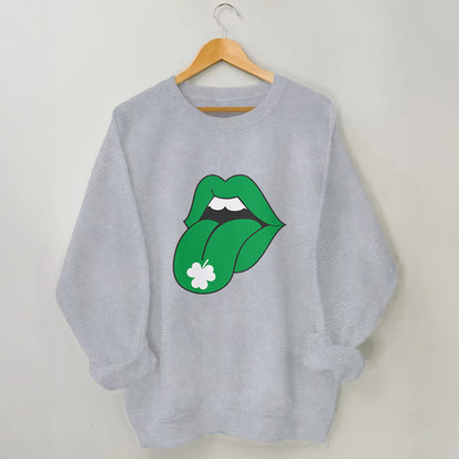 Plusock Plus Size Green Lips Sweatshirt