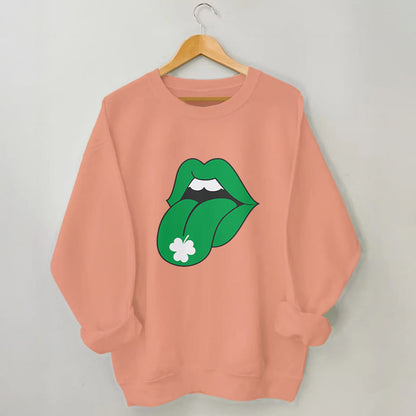 Plusock Plus Size Green Lips Sweatshirt