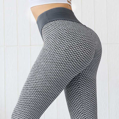 Plusock High Waist Honeycomb Yoga Fitness Legging - Grey - 3XL - image 1
