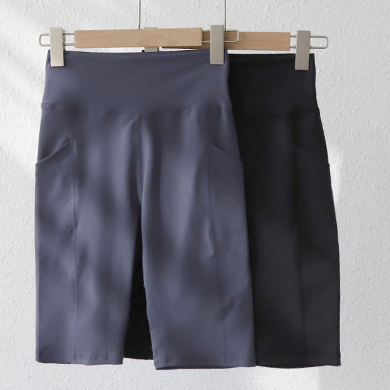 Plusock High Waist Hip Lift Side Pocket Yoga Shorts - image 4