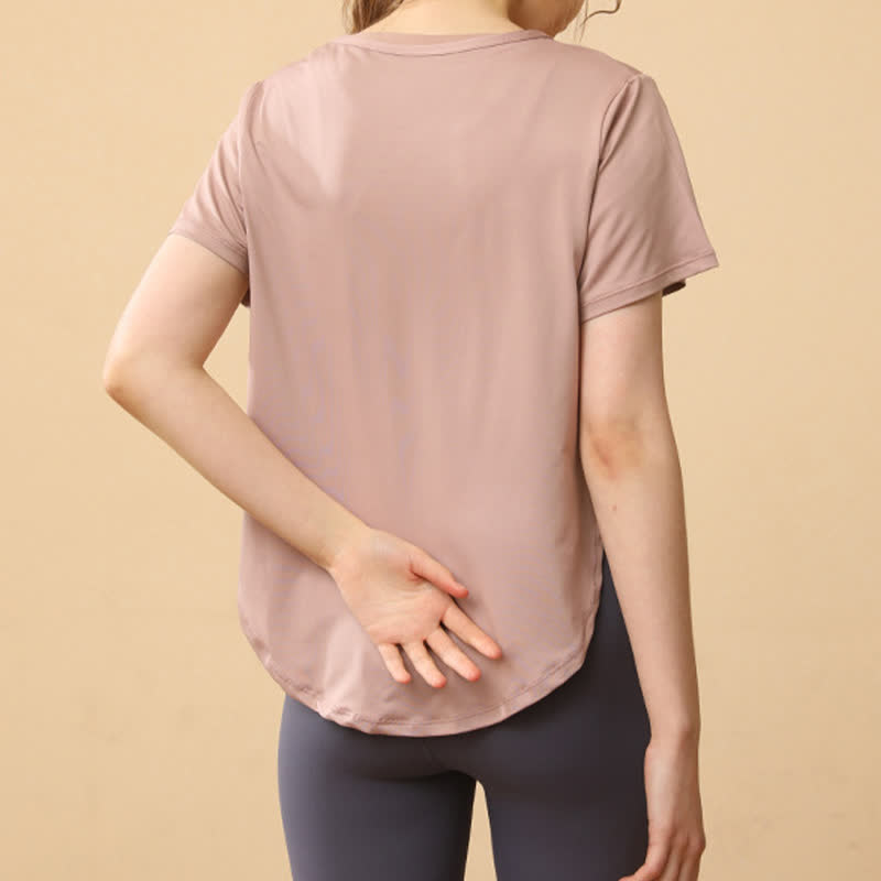 Plusock Plus Size Loose Breathable Quick Dry Yoga Short Sleeves - image 3