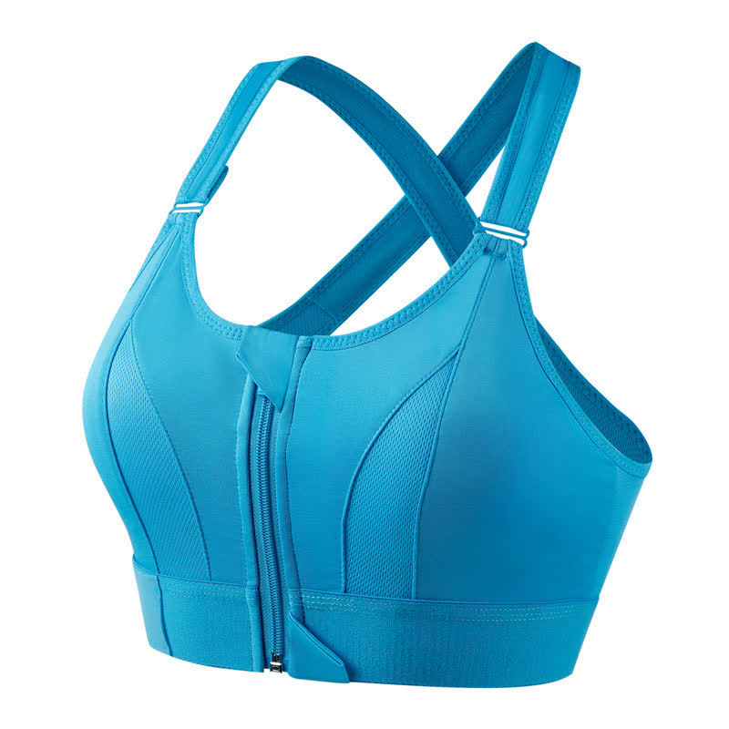Plusock Plus Size Front Zipper Wireless Sports Bra - Blue - 5XL - image 5