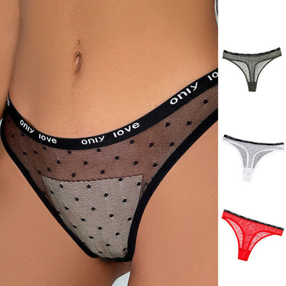 Sexy Mesh Polka Dot Thong(3 Packs)