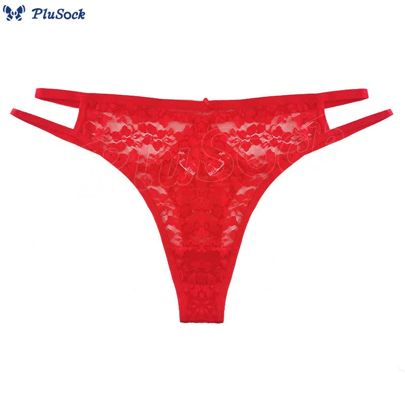 Sexy Transparent Lace Waist Hollow Thong(3 Packs)