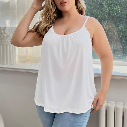 Plusock Loose Padded Wireless Cup Camisole - White - 6XL - image 3