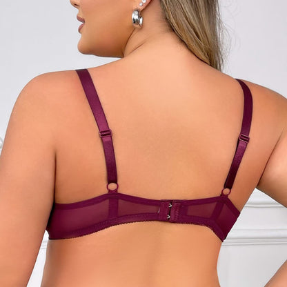 Plunge Ultra-thin Double-breasted Underwire Lace Bra