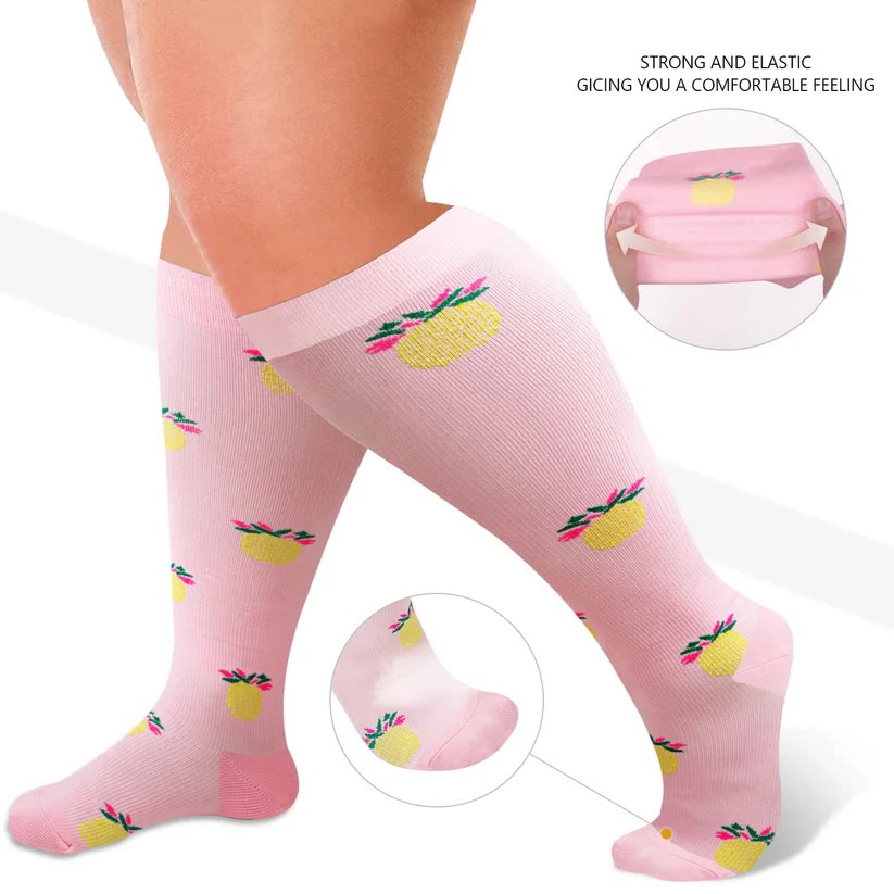 Plusock Plus Size Dog Footprints Pineapple Compression Socks 2XL-7XL - image 2