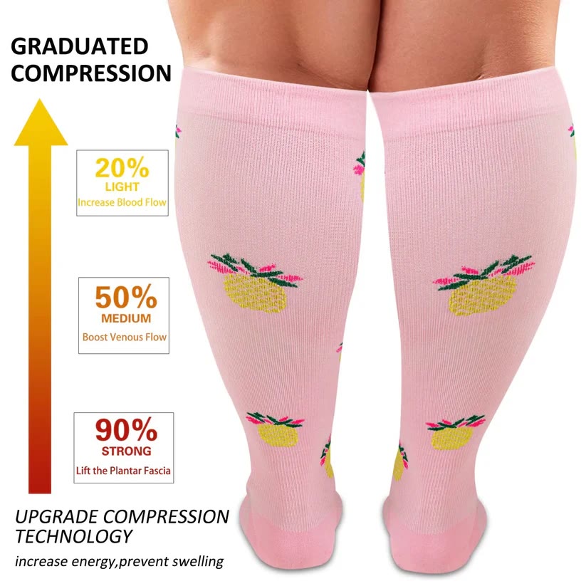 Plusock Plus Size Dog Footprints Pineapple Compression Socks 2XL-7XL - image 1
