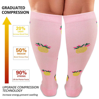 Plusock Plus Size Dog Footprints Pineapple Compression Socks 2XL-7XL - image 1