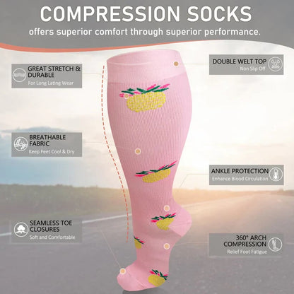 Plusock Plus Size Dog Footprints Pineapple Compression Socks 2XL-7XL - image 3