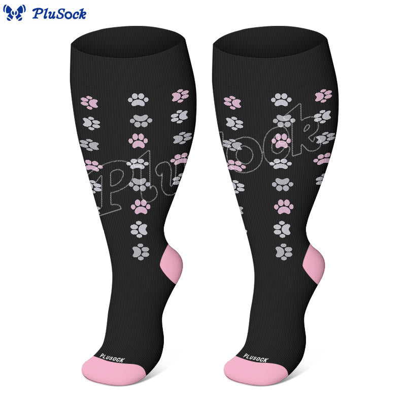 Plusock Plus Size Dog Footprints Pineapple Compression Socks 2XL-7XL - Dog Footprints - 7XL - image 7