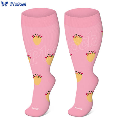Plusock Plus Size Dog Footprints Pineapple Compression Socks 2XL-7XL - Pink - 7XL - image 8