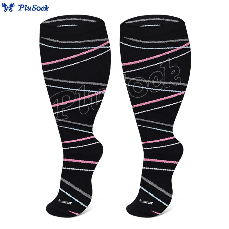 Plusock Plus Size Dog Footprints Pineapple Compression Socks 2XL-7XL - Black - 7XL - image 6