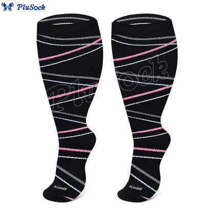 Plusock Plus Size Dog Footprints Pineapple Compression Socks 2XL-7XL - Black - 7XL - image 6