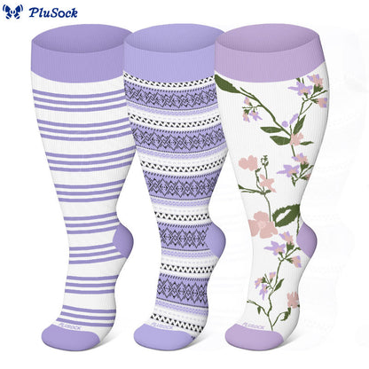 » Plus Size Purple Stripe Compression Socks (100% off)
