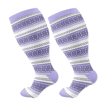 » Plus Size Purple Stripe Compression Socks (100% off)