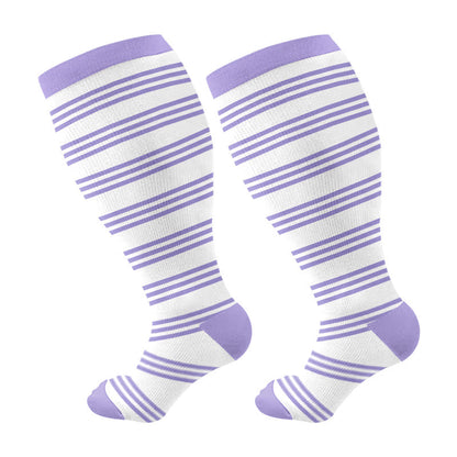 » Plus Size Purple Stripe Compression Socks (100% off)