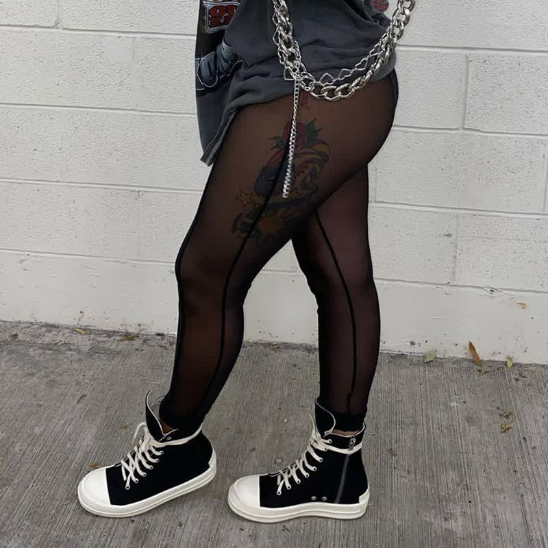 Sexy High Waist See Through Mesh Hip Lifting Shaping Hosiery
