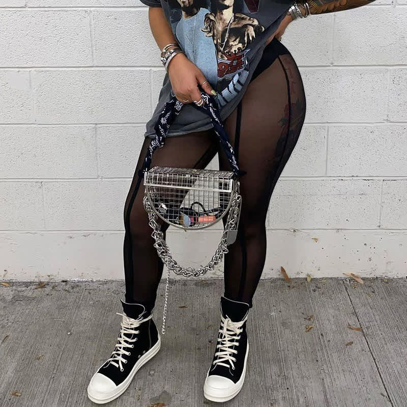 Sexy High Waist See Through Mesh Hip Lifting Shaping Hosiery