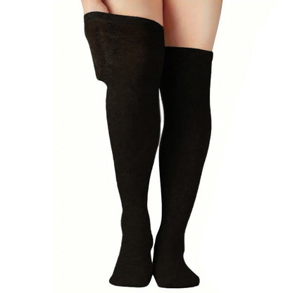 Plusock Solid Color Diabetic Thigh High Socks