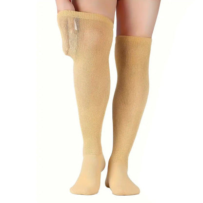 Plusock Solid Color Diabetic Thigh High Socks