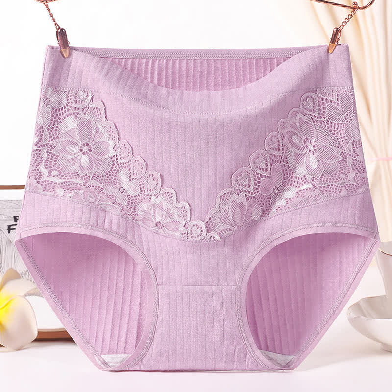 Breathable High Waisted Cotton Floral Lace Panty(3 Packs)