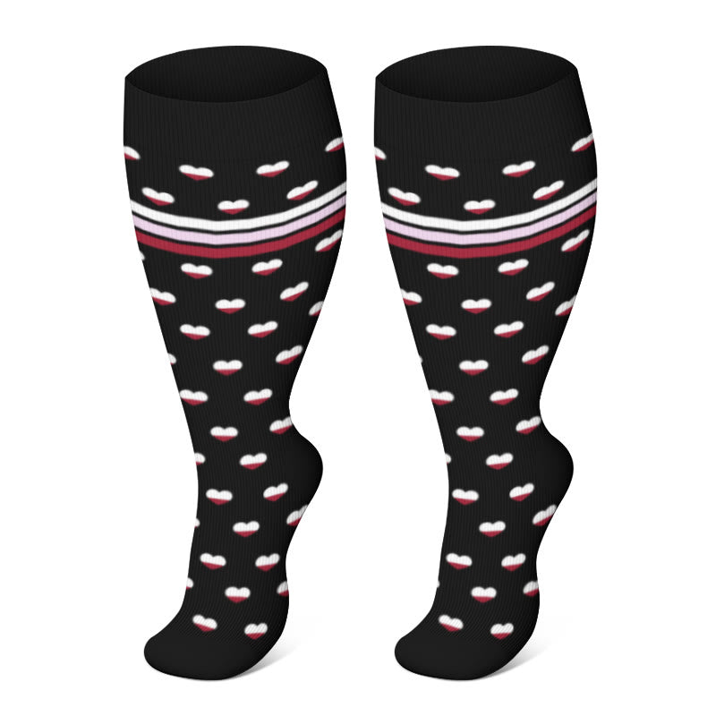 Plusock Plus Size Black Brown Compression Socks - Heart - 4XL - image 4